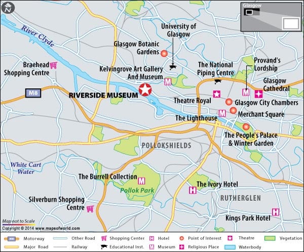Location Map of Riverside Museum in Glasgow