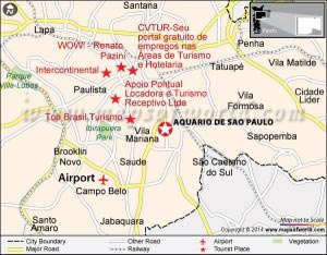 Location Map of Sao Paulo Aquarium in Brazil