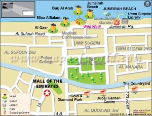 Location Map of Mall of the Emirates in DubaiLocation Map of Mall of the Emirates in Dubai