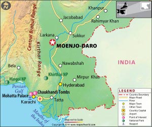 Location Map of Mohenjodaro in Pakistan