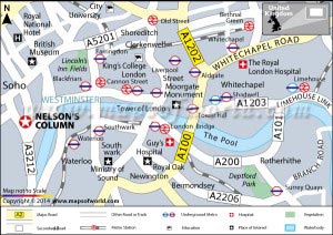 Location Map of Nelson's Column