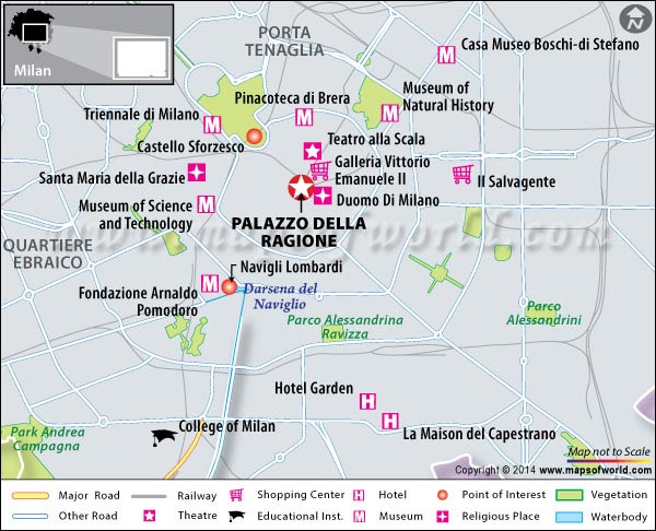 Location Map of Palazzo Della Ragione
