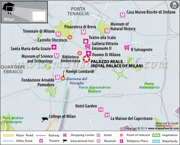 Location Map of Royal Palace of Milan