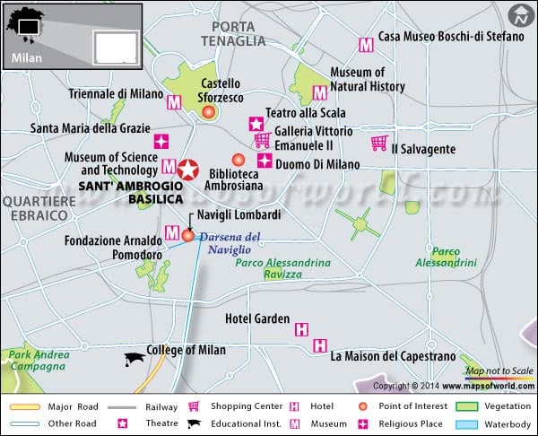 Location Map of Sant' Ambrogio Basilica