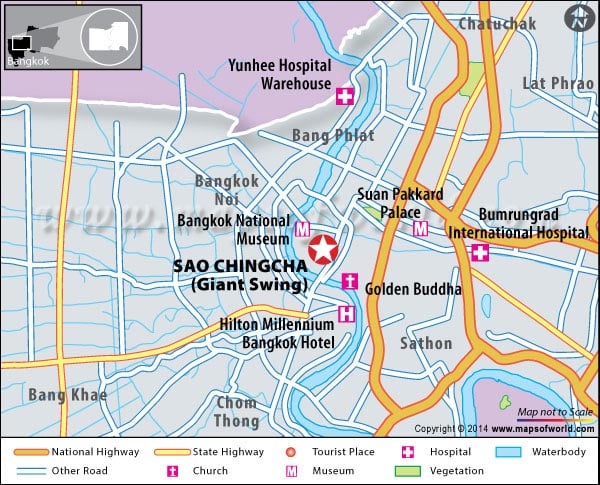 Location Map of Giant Swing (Sao Ching Cha) in Bangkok