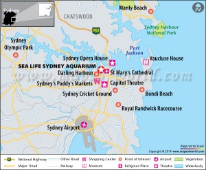 Location map of Sea Life Sydney aquarium
