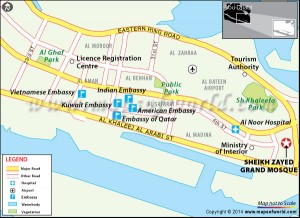 Location map of Sheikh Zayed Grand Mosque