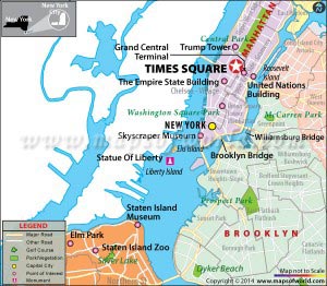 Location Map of Times Square, New York