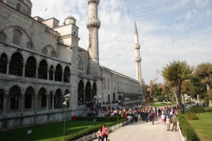 Tourists at the Blue Mosque