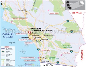 Location map of Universal Studios, Hollywood