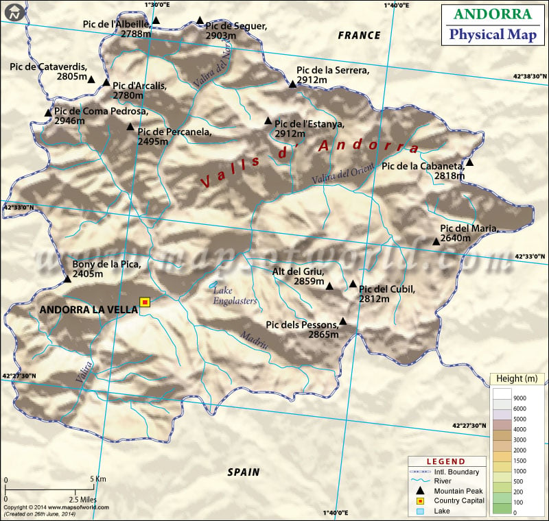Physical Map of Andorra