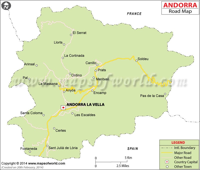 Road Map of Andorra