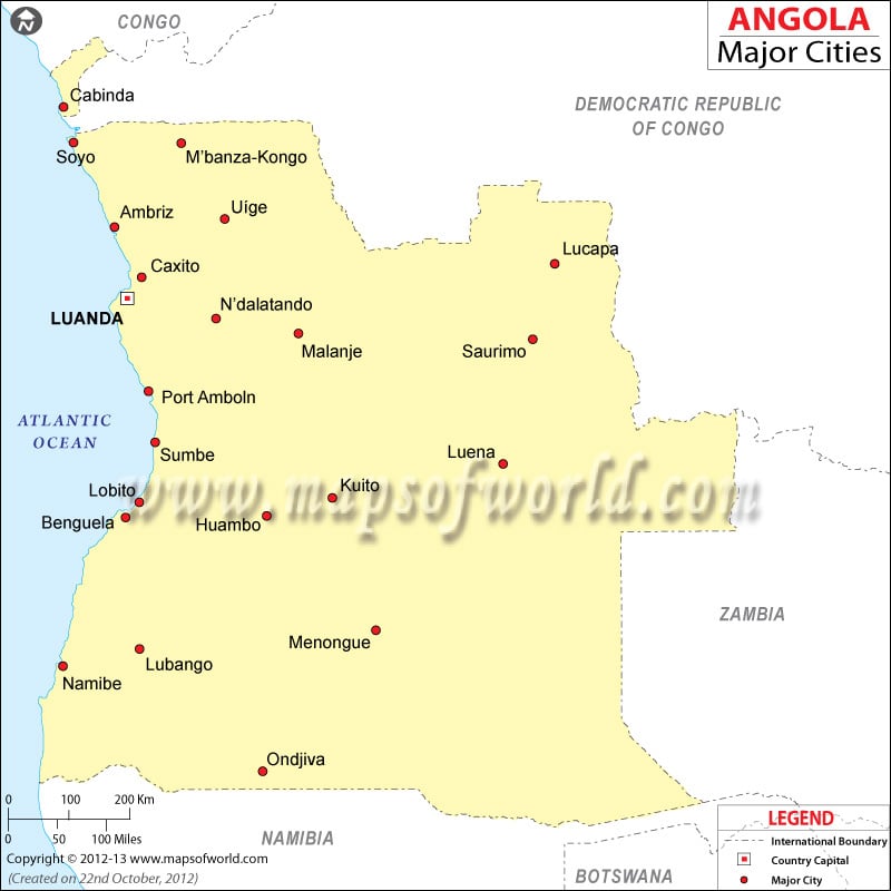 Angola Cities Map
