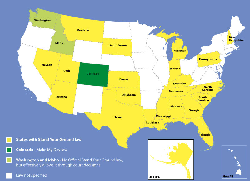 Stand Your Ground States Map What 'Stand Your Ground' Laws Actually Mean   Answers