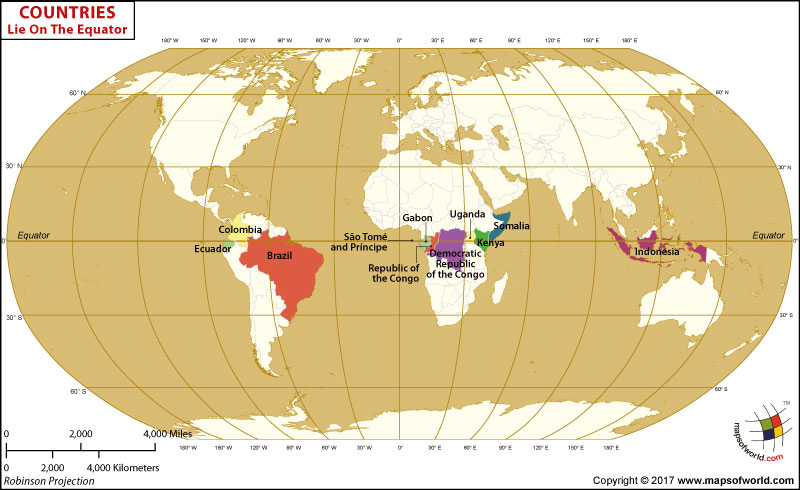 map of the world with equator Which Countries Lie On The Equator Answers map of the world with equator