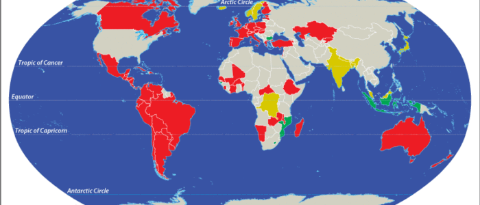 World Map showing countries where Prostitution is Legal