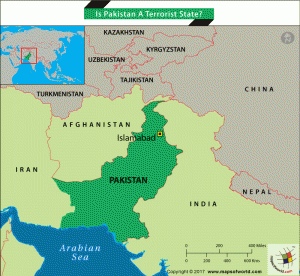 Map highlighting Pakistan and neighboring countries