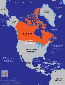 Map showing Canada where abortion is legal