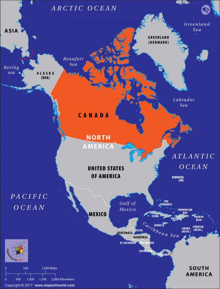 Map showing Canada where abortion is legal