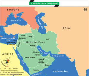 Map showing the countries in Middle East region