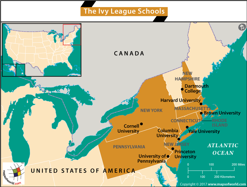 Where are the Ivy League schools located? - Answers