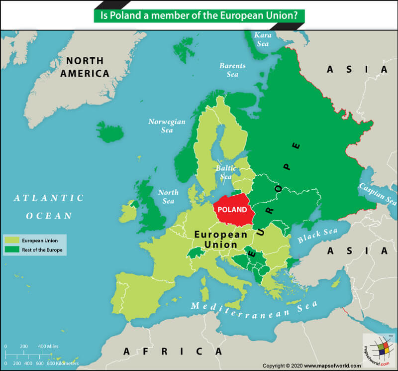 Map of Europe Highlighting the Location of Poland