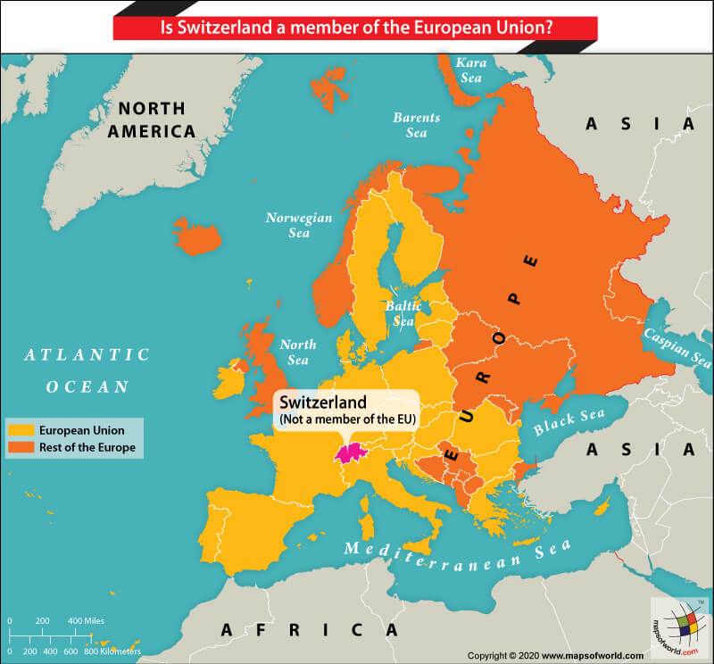 Map of Europe Highlighting the Location of Switzerland