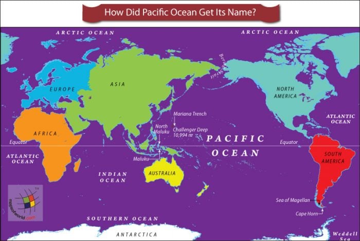 World map highlighting Pacific Ocean