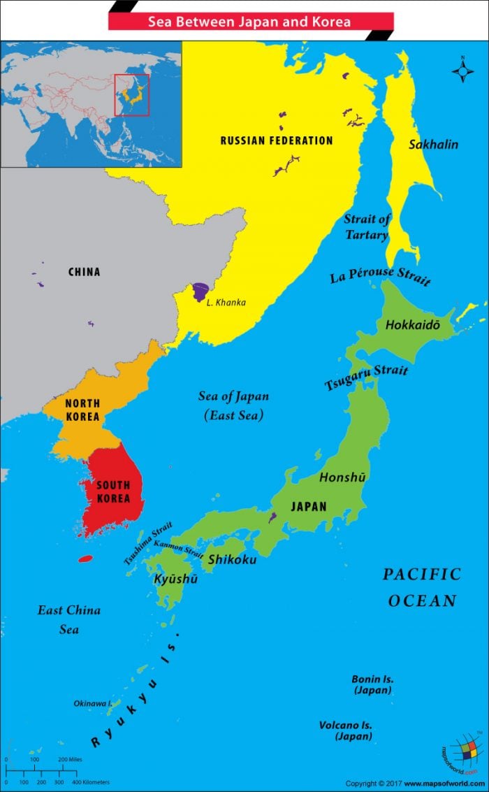 Sea of Japan on World Map