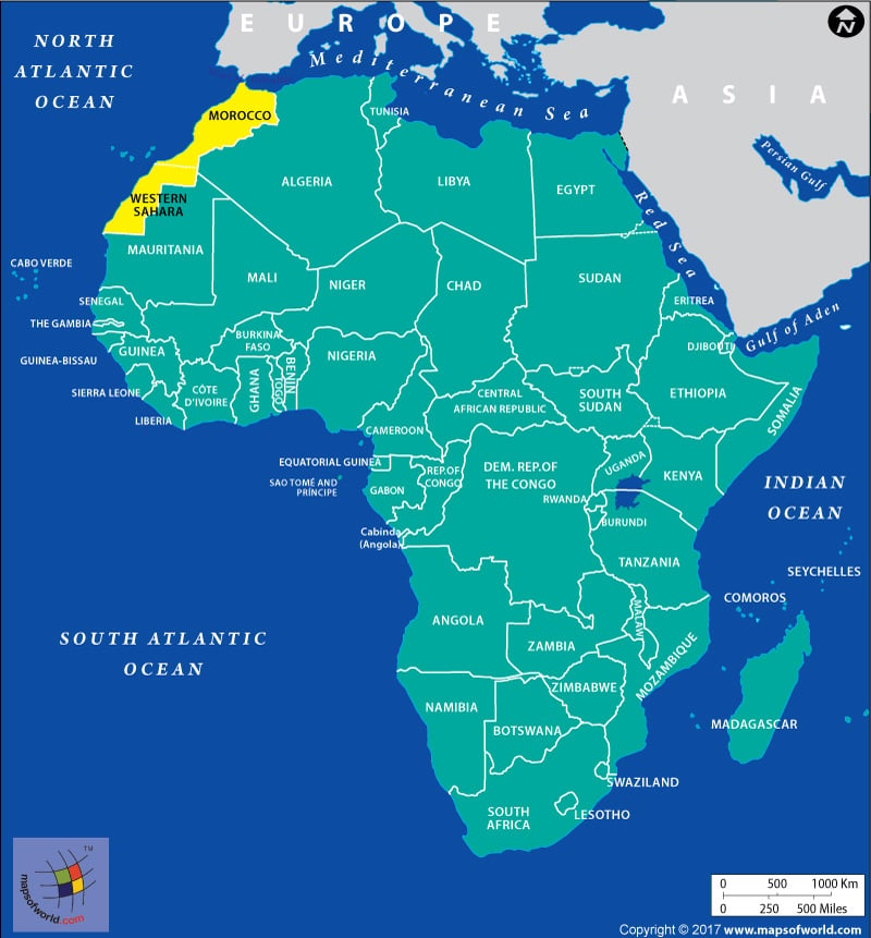 Map of Western Sahara and Morocco