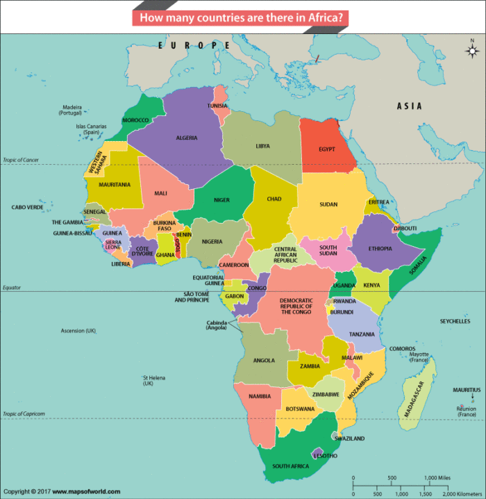 Map of Africa Continent showing all the countries in it