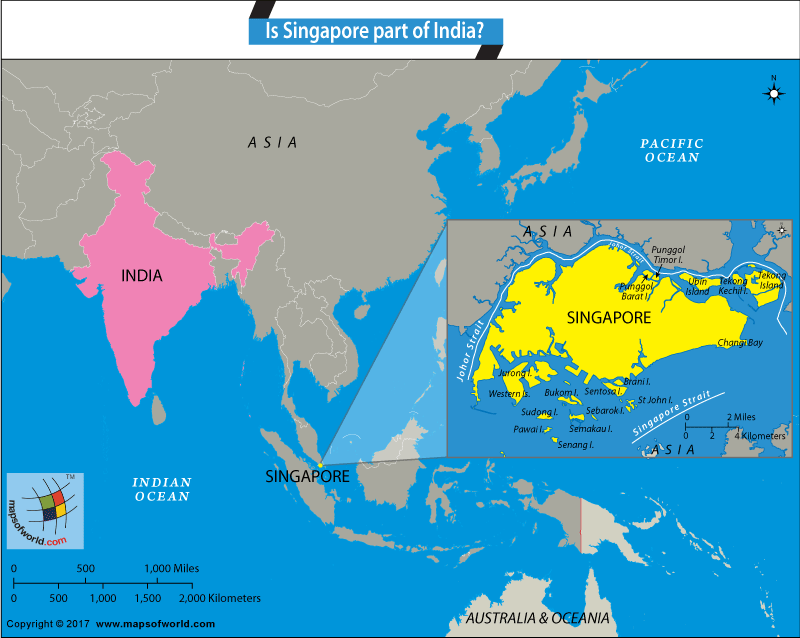 Map highlighting India and Singapore