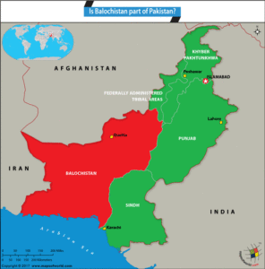 Pakistan Map highlighting Balochistan