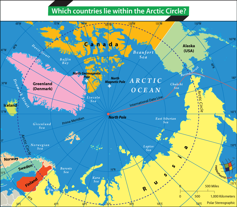 Arctic Circle & Countries lying within it - Answers