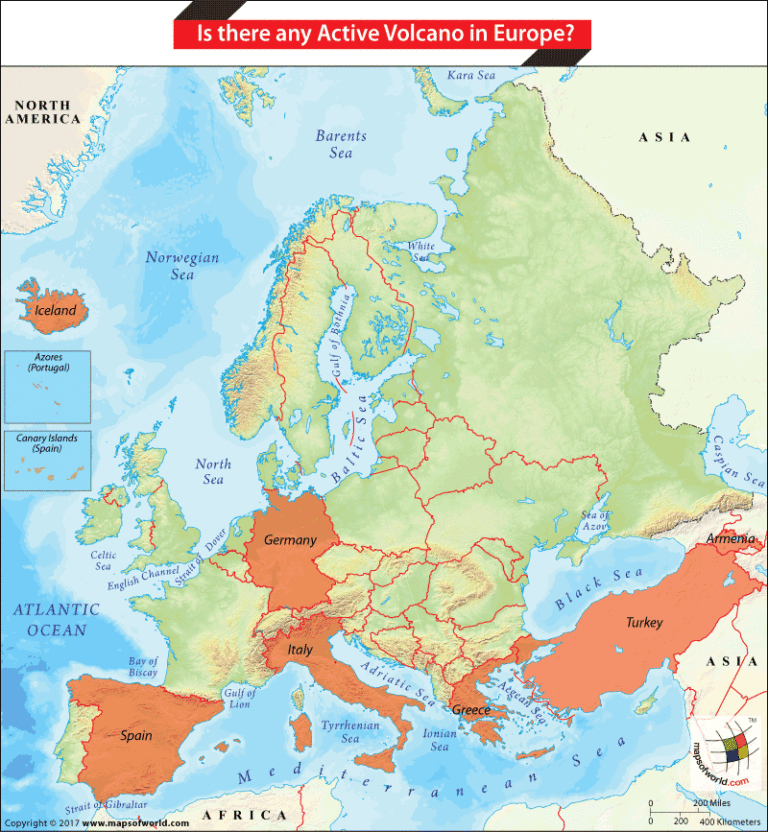 Mapa De Volcanes De Europa