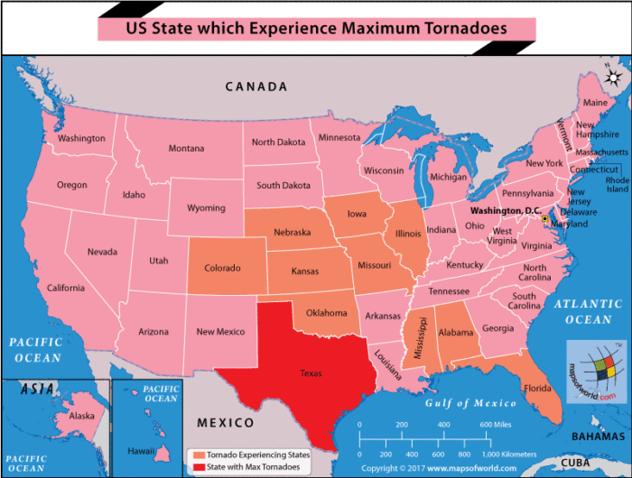 US Map highlighting Texas