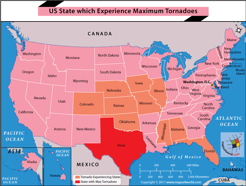 US Map highlighting Texas 