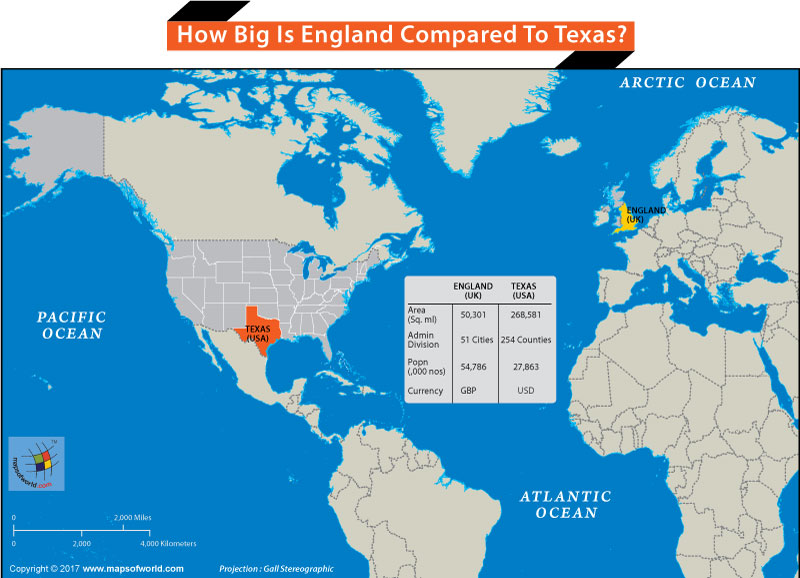 How Big Is England Compared To Texas Answers