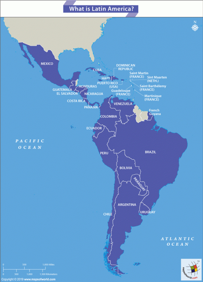 Map Of Mexico Central America And South America What Countries Together Comprise Latin America? - Answers