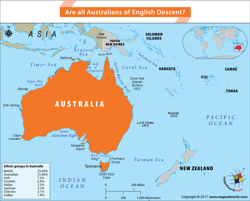 Map of Oceania highlighting Australia