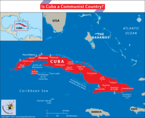 Map of Cuba, which is governed by a communist regime