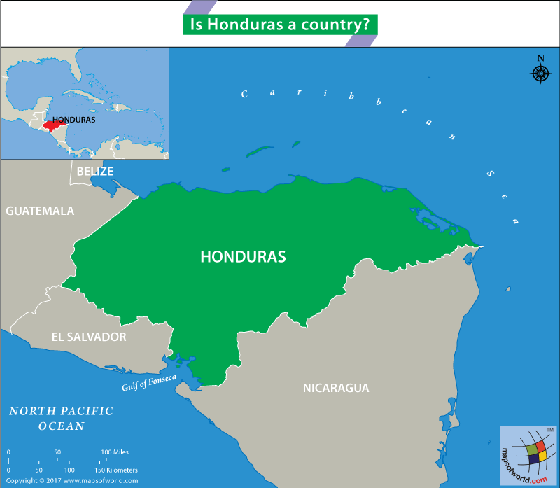 Map of Honduras in Central America