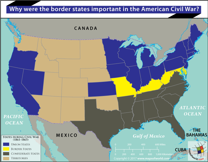 union states and confederate states map Why Were The Border States Important In The American Civil War union states and confederate states map