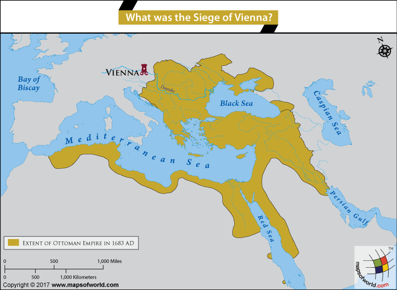 Map showing Ottoman Empire boundaries and location of Vienna