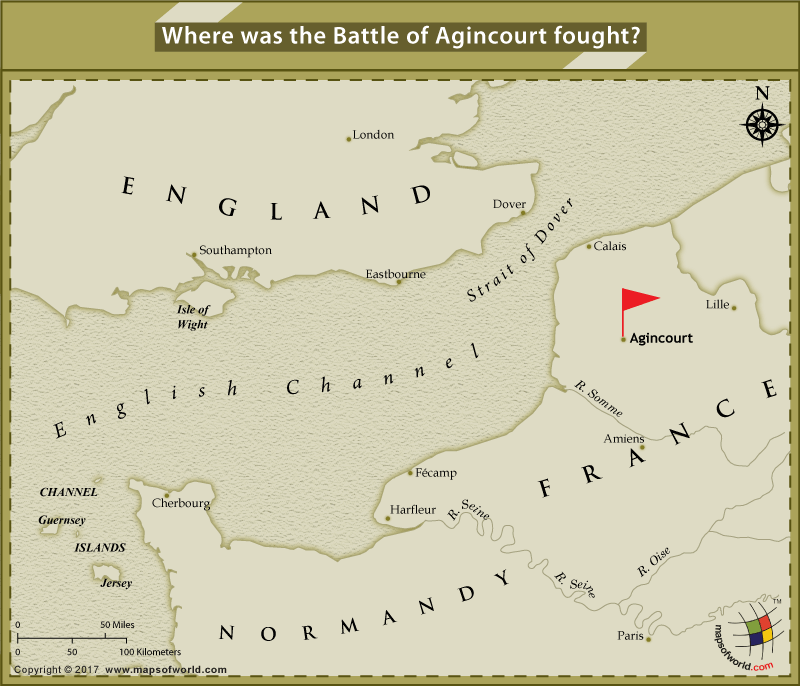 Location map of Agincourt fort on the France & England Map