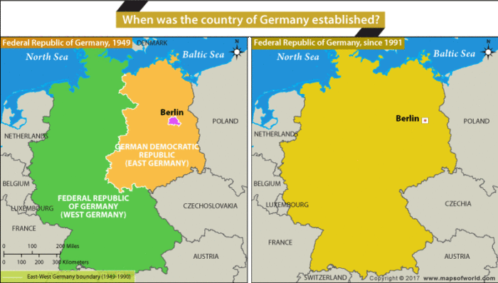 Map highlighting Germany of today and how it was in 1949