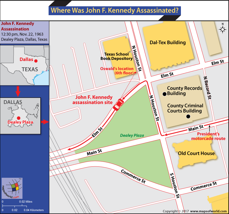 Where Was Jfk Shot Map Where Was John F. Kennedy Assassinated? - Answers