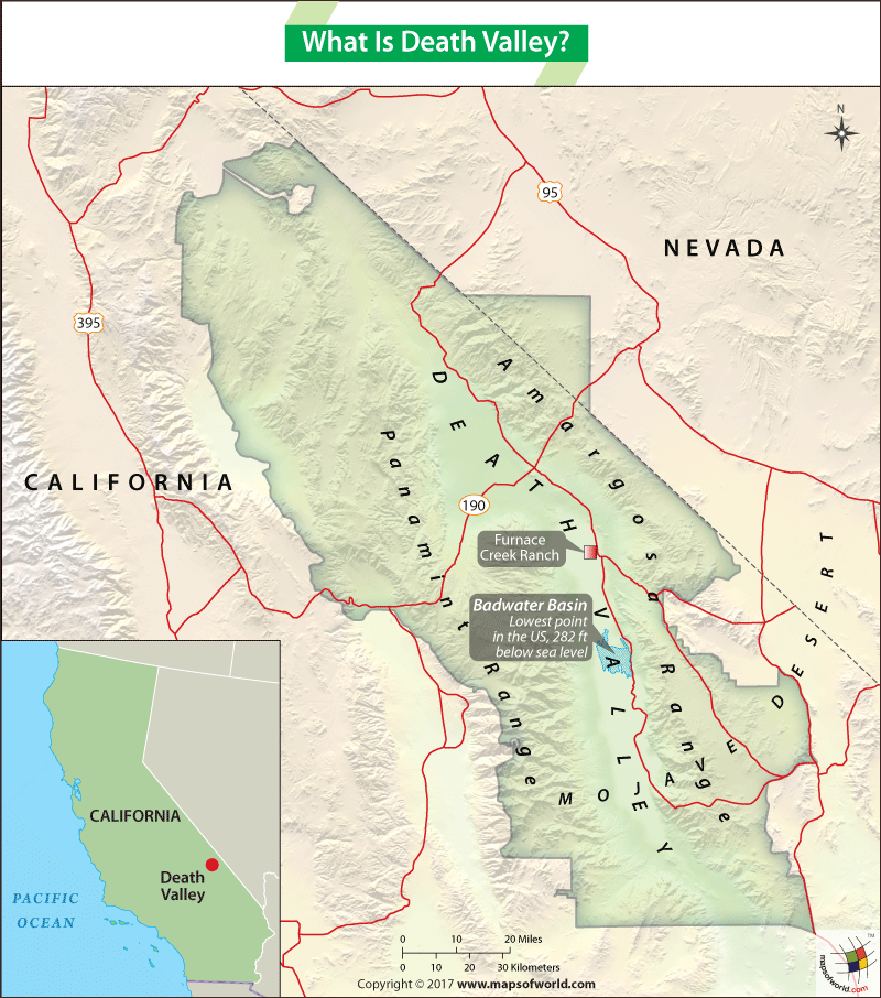 Location Map of Death Valley National Park in California