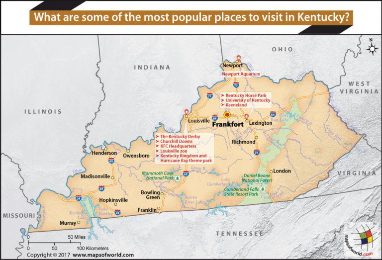 What are some of the most popular places to visit in Kentucky? Answers