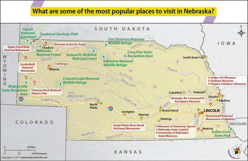 Nebraska State Parks Camping Map What are some of the most popular places to visit in Nebraska 